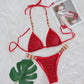 2 Piece Rhinestone Swimsuit Crystal Thong String Bikini Set Swimwear Beach Wear Bathing Suit