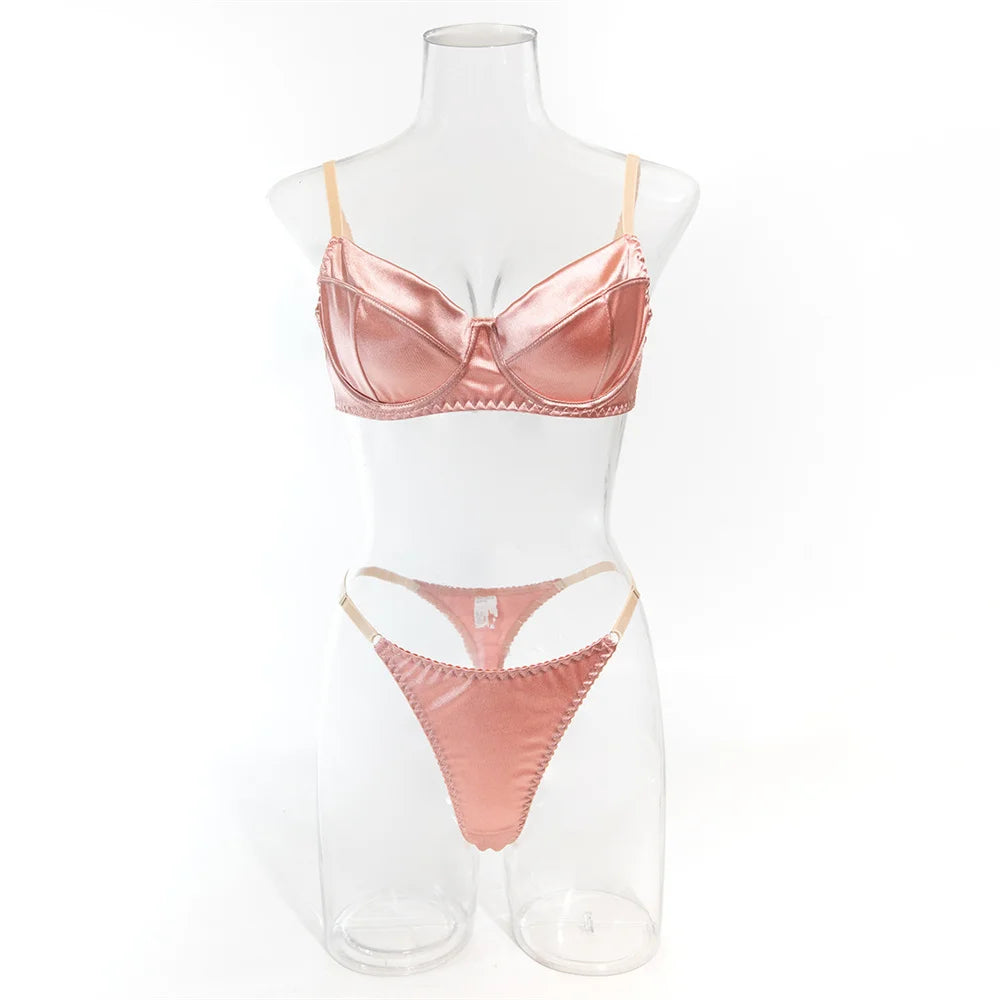 2 Piece Satin Lingerie Fancy Patchwork Bras And Thongs Underwear Suits Intimate Set The Clothing Company Sydney