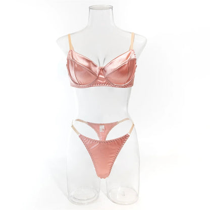 2 Piece Satin Lingerie Fancy Patchwork Bras And Thongs Underwear Suits Intimate Set The Clothing Company Sydney