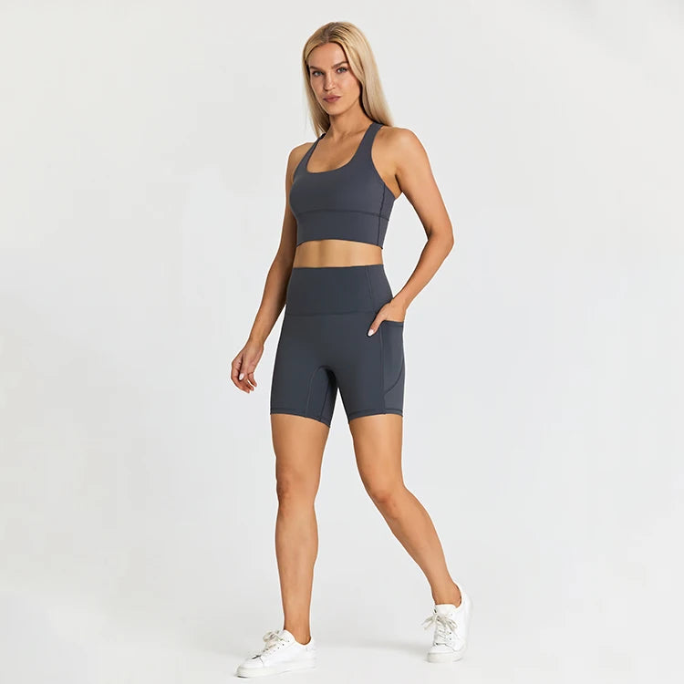 Yoga Shorts Set Women Fitness Suit 2 Piece Sports Gym Wear Workout Clothes Running Sportswear Sport Outfit The Clothing Company Sydney