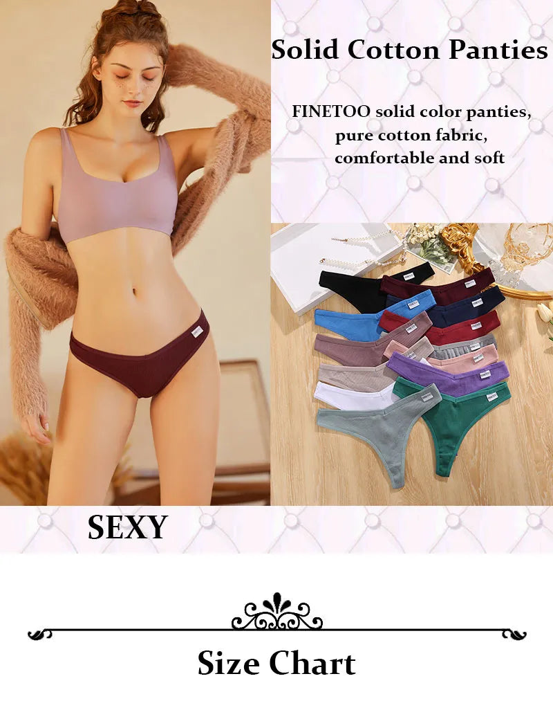 FINETOO Cotton Brazilian Panties Women Sexy V Waist G-String