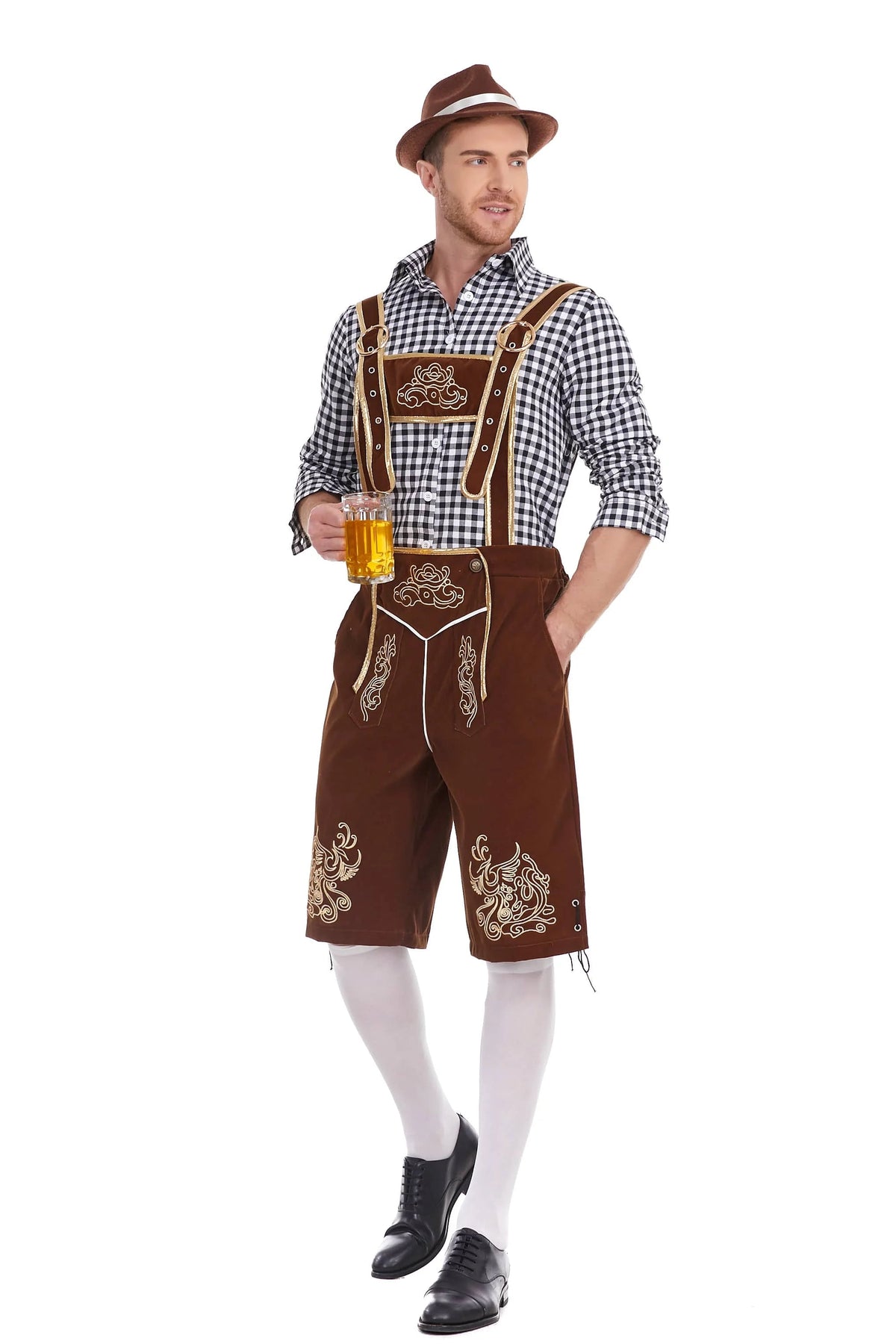 Men's Three Piece Oktoberfest Lederhosen Costume Bavarian German Festivals Suspenders Shirt Hat Male Cosplay Costume The Clothing Company Sydney