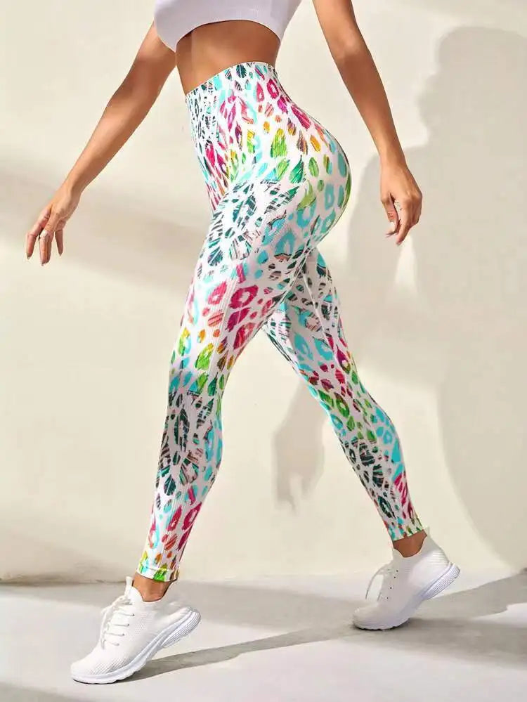 3D Print Tie Dye Sports Women Seamless High Waist Fitness Push Up Leggings Gym Clothing Workout Tights Pants