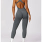 Seamless Gym Sport Jumpsuit Women Sportswear Hollow Backless Scrunch Fitness Overalls Push Up One Pieces Outfit Yoga Wear The Clothing Company Sydney