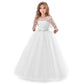 Lace Princess Dress for Girls Long Sleeve Wedding Party Gown Birthday Children Tulle Dress Teenage Formal Long Dress