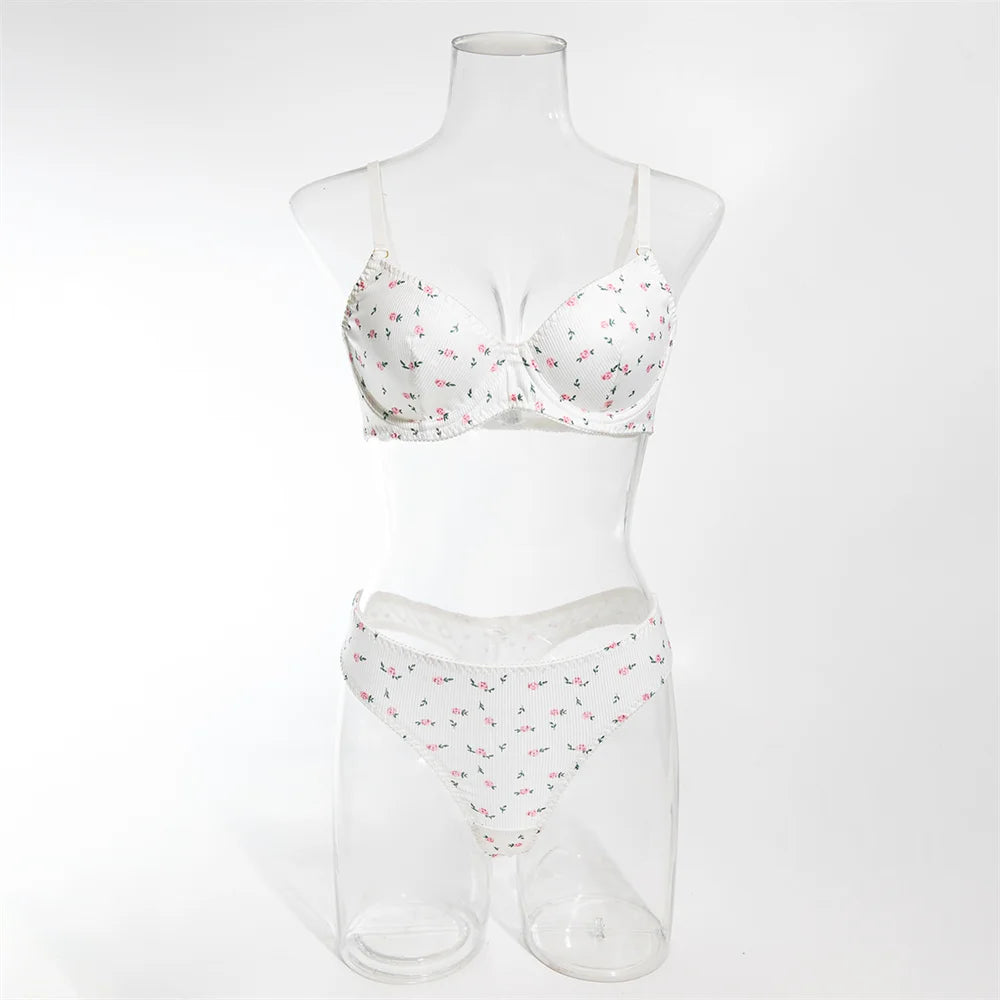 Knitted Lingerie 2 Piece Set Fashion Flower Printing Push Up Bras And Panties Suits Outfits The Clothing Company Sydney
