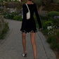 Autumn Knitted Mini Contrast Color Slim Sweater Dress Elegant Party  Long Sleeve Dress