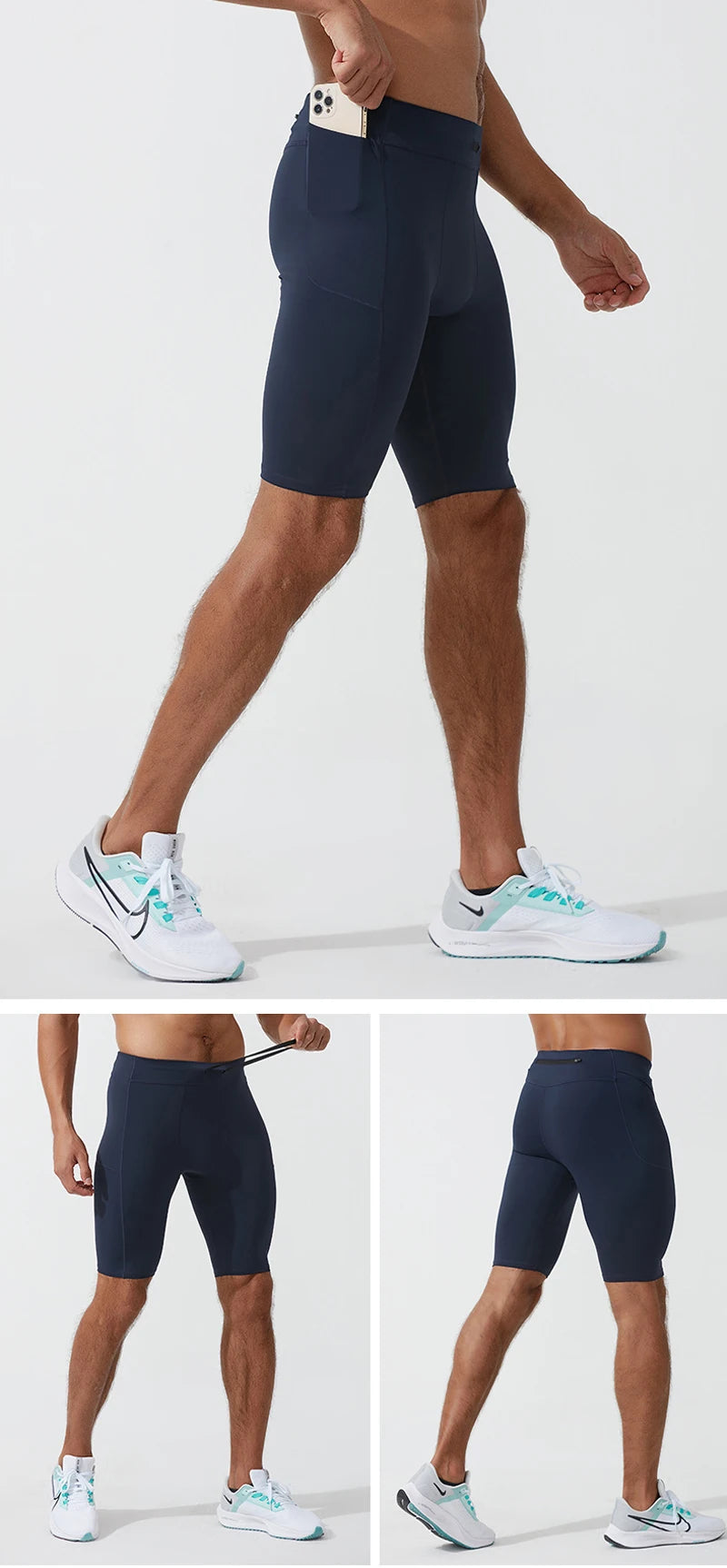 Men's Compression Quick Dry Bodybuilding Tights Fitness Leggings Elastic Waist Sport Bottoms Gym Running Shorts