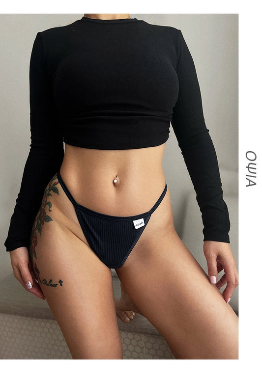 Cotton Women's Panties Thongs Lingerie Briefs Female Underwear Sports G-String T-Back Breathable Underpants