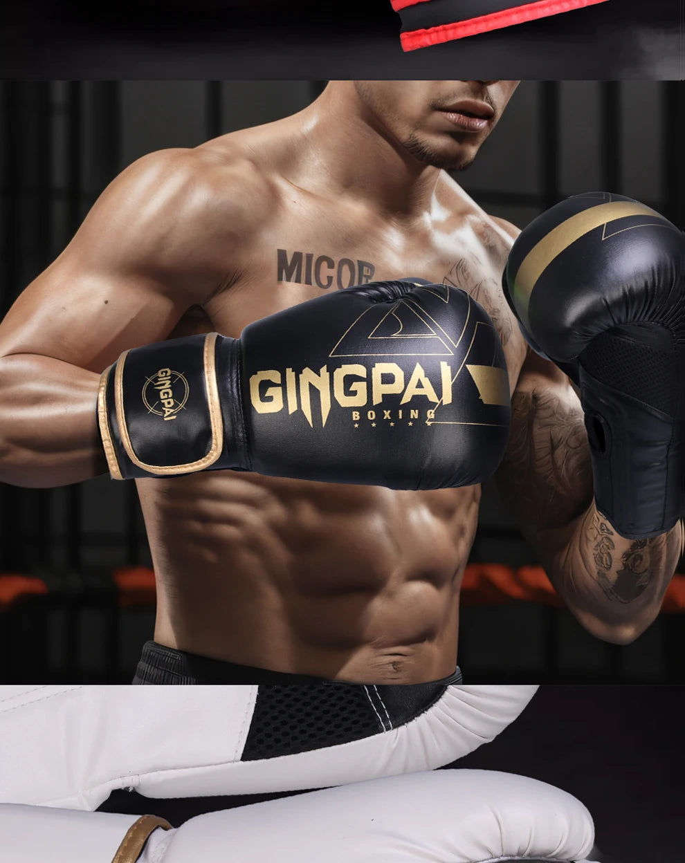 Adults and kids PU boxing gloves for Muay Thai, MMA, kickboxing and training in black and red