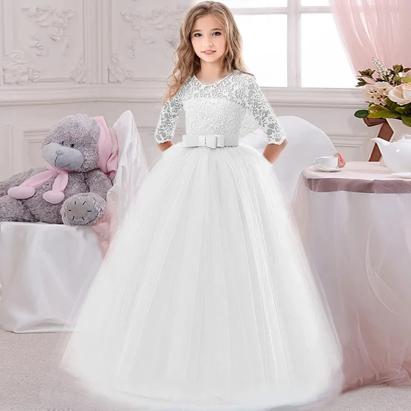 Girl's Dress Flower Wedding Elegant Lace Prom Bridesmaid Birthday Party Kids Lace Dress Vintage Performance Dresses The Clothing Company Sydney