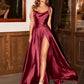 Burgundy Satin Beach Maxi Women Side Slit Adjustable Straps Evening Prom Dress Bridesmaid Dresses The Clothing Company Sydney