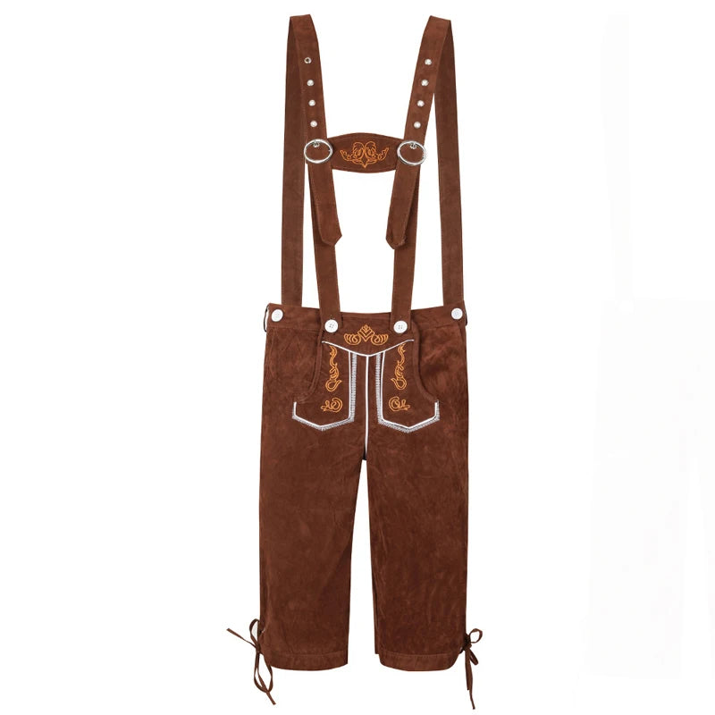 Men's Carnival Munich Oktoberfest Costume Faux Leather Pants Waiter Cosplay Fancy Party Dress