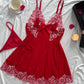 Women's Lace Sleepdress Nightdress Ladies Lace Nightgowns Mesh Thin Strap Night Dress Set