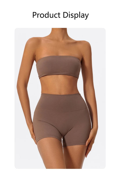 Two Piece Fitness Sports Set Women Workout Yoga Outfit Strapless Bra Gym Crop Top Gym Suits The Clothing Company Sydney