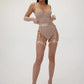 Tight Fitting Lace Bodysuit With Gloves Garter Night Club Outfit Mesh Top Lingerie Set