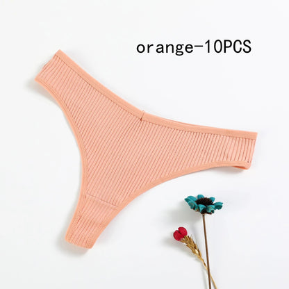 10 Piece Women's Panties Cotton Striped Underwear Sports Thongs Lingerie Soft Comfortable G-Strings Hot T-Backs The Clothing Company Sydney