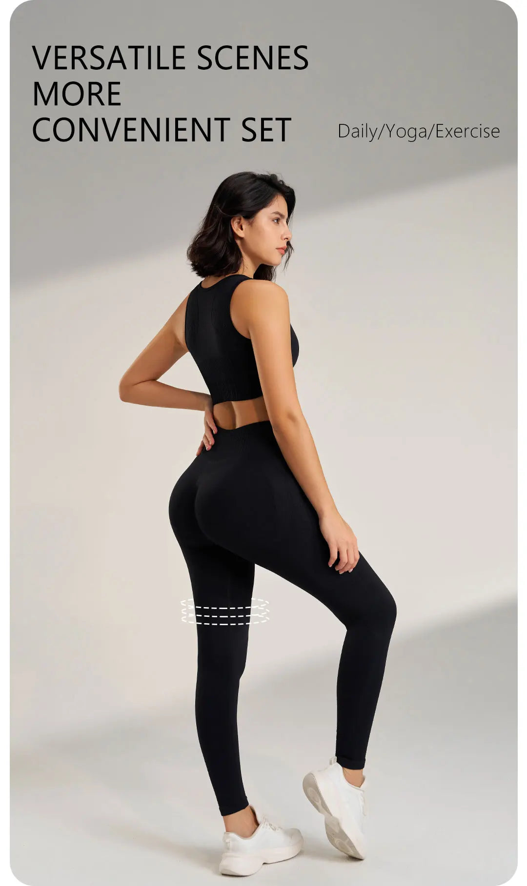 Yoga Matching Outfit Set Women's High Waist Leggings and Top Two Piece Seamless Fitness Exercise Fitness Workout Activewear