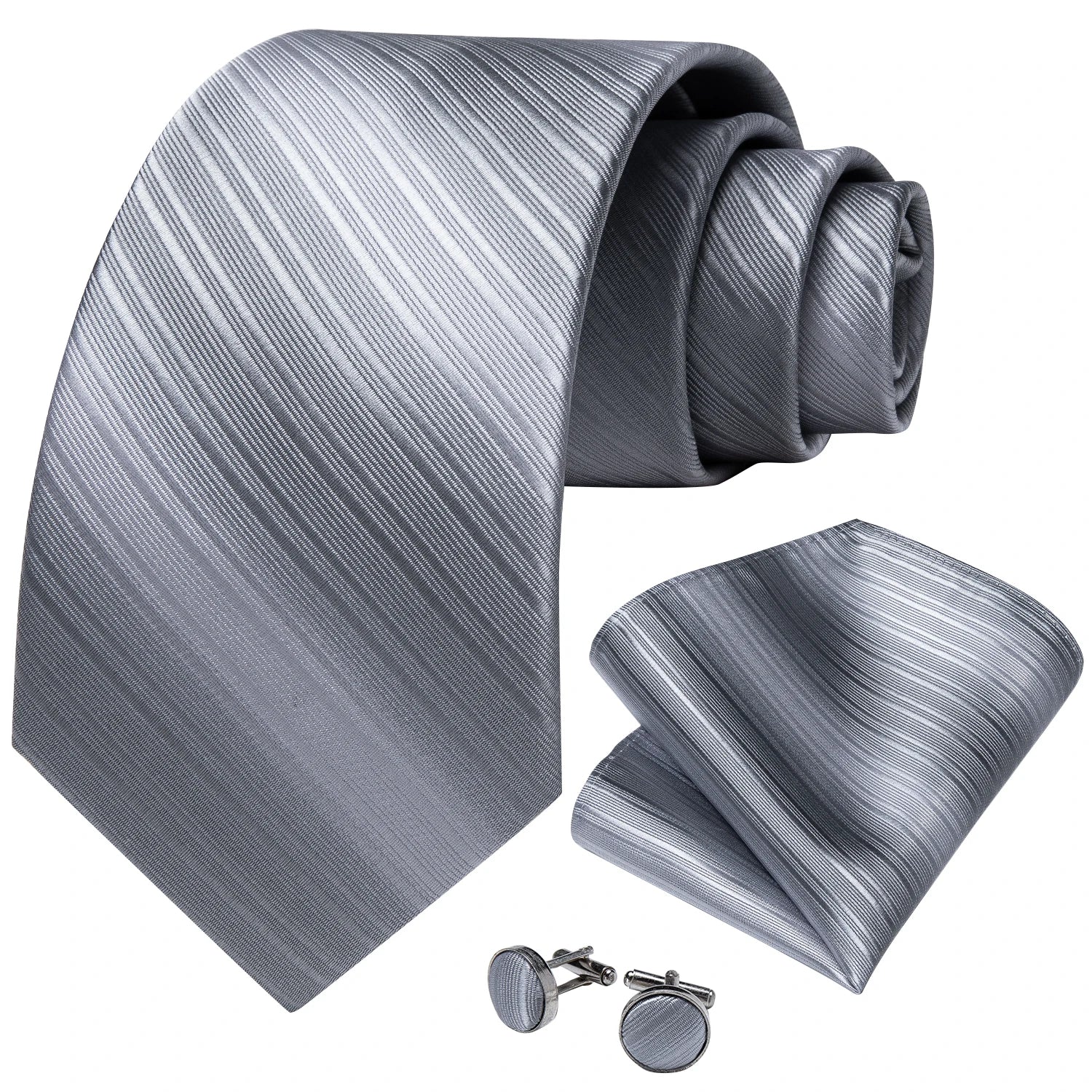 Gray Paisley Silk Tie Set – Men’s Wedding Tie, Pocket Square & Cufflinks The Clothing Company Sydney