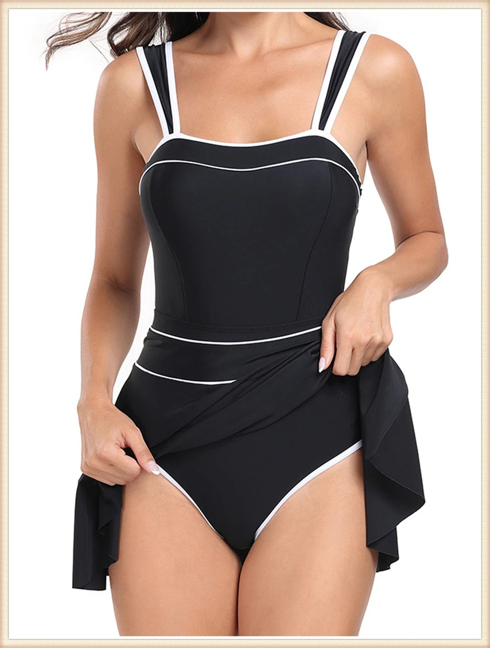 2 Piece Solid Bodysuit With Beach Skirt Padded Bikinis Swimwear Summer Beachwear Bathing Swimming Suit The Clothing Company Sydney