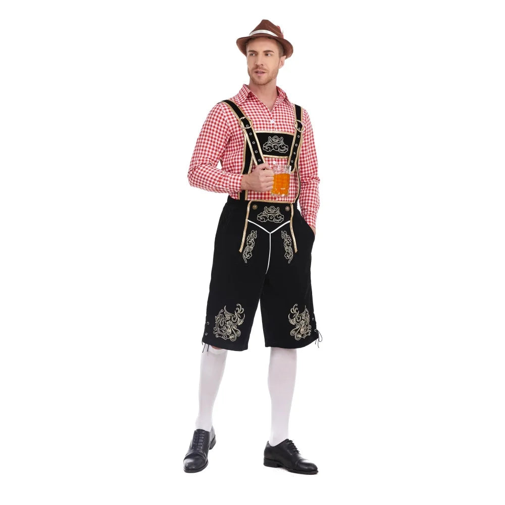 Men's Three Piece Oktoberfest Lederhosen Costume Bavarian German Festivals Suspenders Shirt Hat Male Cosplay Costume The Clothing Company Sydney