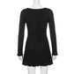 Casual Frill Long Sleeve Black Female Dress Slim Spring Autumn Mini Dresses Basic Fashion Elegant Outfit The Clothing Company Sydney