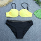 2 Piece Women Swimsuit Solid Colour Short Puff Sleeve Summer High Waist Cut Backless Bathing Suit Beachwear Bikini Set The Clothing Company Sydney