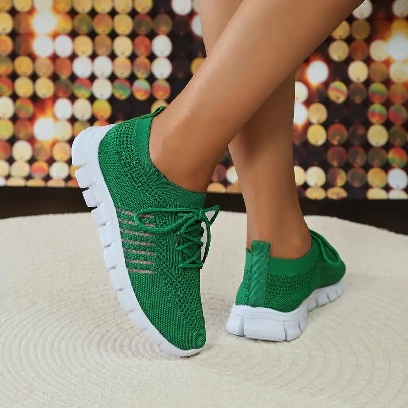 Mesh Breathable Soft Sole Sneakers Lightweight Non-Slip Running Walking Casual Lace Up Flats Shoes