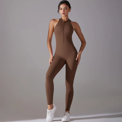 Hollow Backless Scrunch Sporty Scrunch Woman Gym Set One Piece Sport Suit Sleeveless Zip Yoga Fitness Overall Jumpsuit Activewear The Clothing Company Sydney