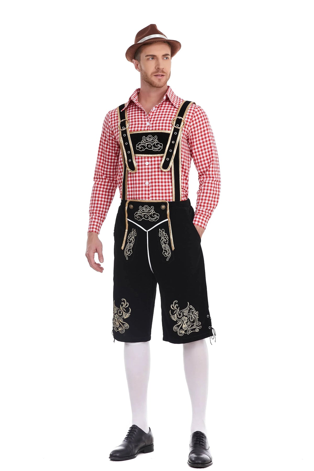 Men's Three Piece Oktoberfest Lederhosen Costume Bavarian German Festivals Suspenders Shirt Hat Male Cosplay Costume The Clothing Company Sydney