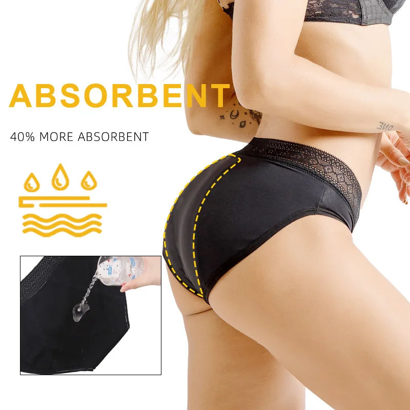 Menstrual Panties For Women Period Underwear 4 Layer Plus Size Heavy Flow Absorbency Leakproof Physiological Sanitary Lingerie