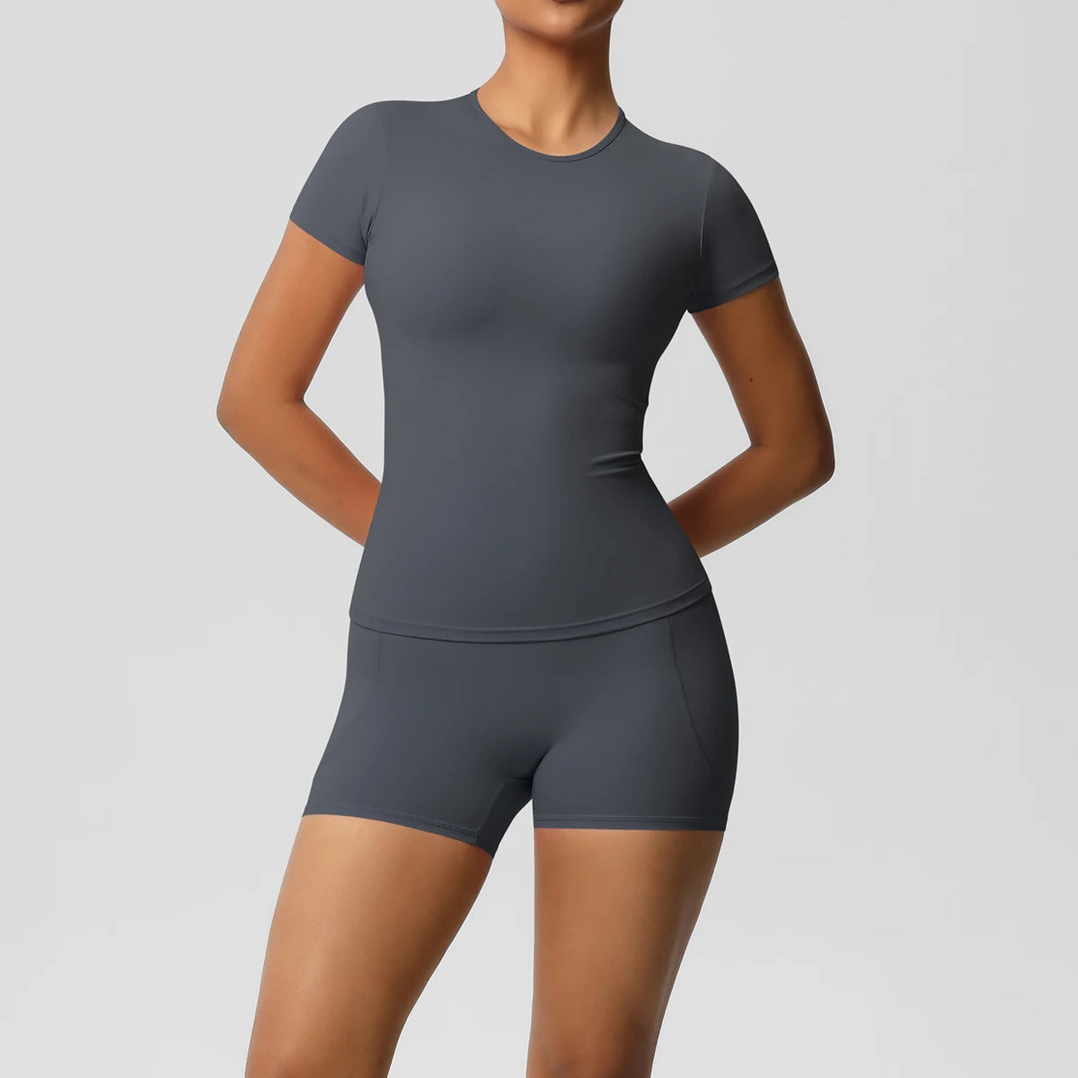 Workout Sportswear 2 Piece Piece Female Yoga Shirt Push Up Workout Clothes Outdoors Sport  High Waist  Fitness Sport Shorts