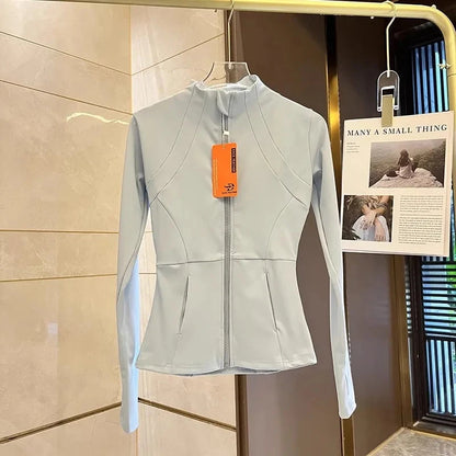 Women Sports Jacket Zip Fitness Yoga Shirt Workout Running Coats Warm Gym Long Sleeve Top Cardigan Slim Tight Jacket Activewear The Clothing Company Sydney