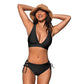 Lace Up Mid Waist Bikini Sets Swimsuit For Women Black Longline Tall Triangle Two Pieces Swimwear Bathing Suit The Clothing Company Sydney