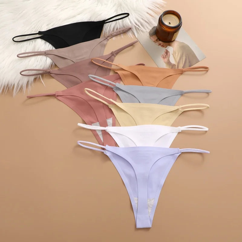 6-pack seamless thong panties with thin straps, low waist, high-stretch T-back briefs by The Clothing Company Sydney