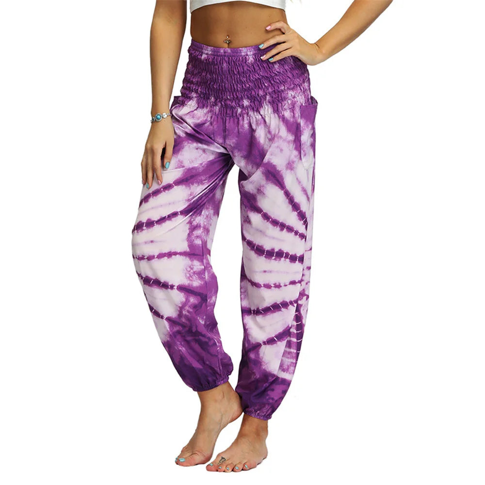 Tie-Dye High Waist Harem Pants Yoga Trousers Baggy Elastic Waist Boho Pants Casual Loose Beach Pants The Clothing Company Sydney