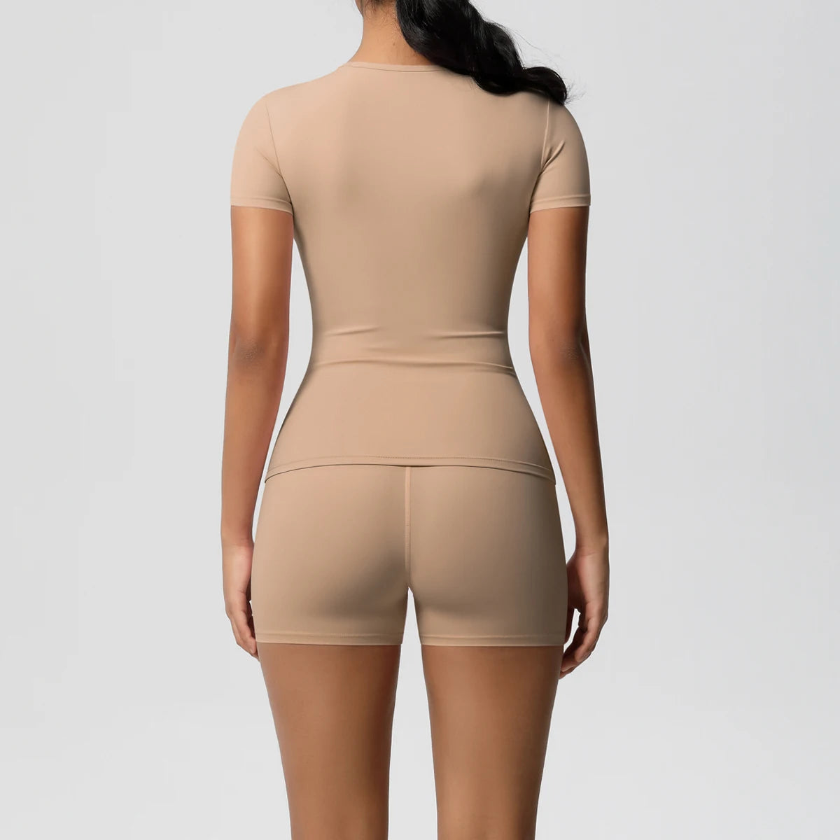 2 Piece Quick-Drying Gym Leggings Set Summer Short Sleeve Breathable Stretchy Yoga Slim Fitness Active Top Women's Cycling Bike Shorts The Clothing Company Sydney