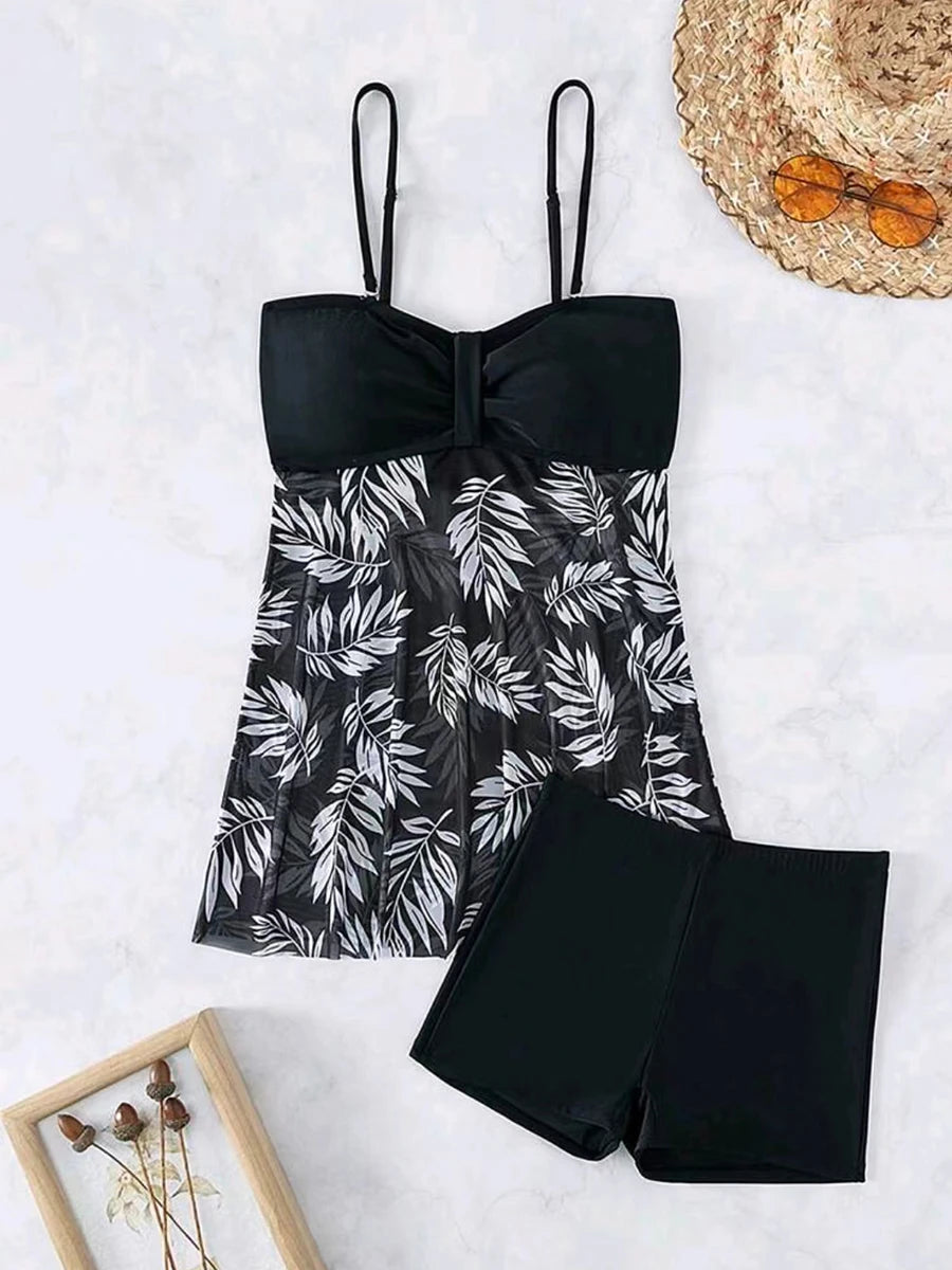 2 Piece Short Dress Tankini With Shorts Swimsuit Women's Swimwear Padded Printed Bathing Swim Suit Swimming Beachwear The Clothing Company Sydney