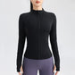 Women's Fitness Running Stretchy Tight Long Sleeve Top Sportswear Full Zip Yoga Top with Thumbholes Training Wear Jacket The Clothing Company Sydney