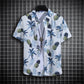 Men's Summer Short Sleeve Printed Shirt Thin Beach Shirt Men's Clothing Turtle Neck Polo  Shirt Casual Top