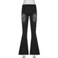 Vintage Floral Skinny Flare Jeans Denim Low Rise Y2K Chic Women's Trousers Distressed Gothic Pants The Clothing Company Sydney