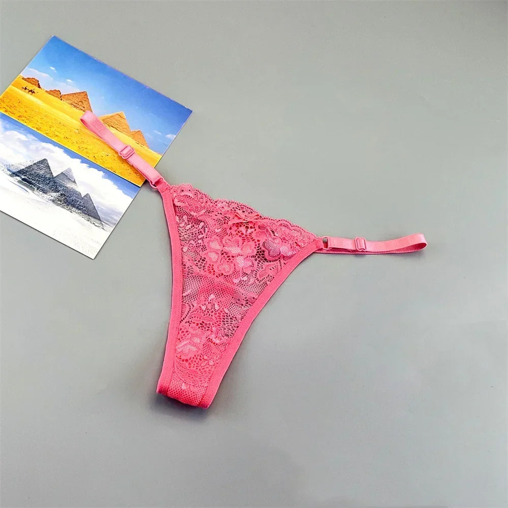 3 Pack Adjustable Transparent Thong Panties Womens Lace Underwear Low Waist T-back String Underpants The Clothing Company Sydney