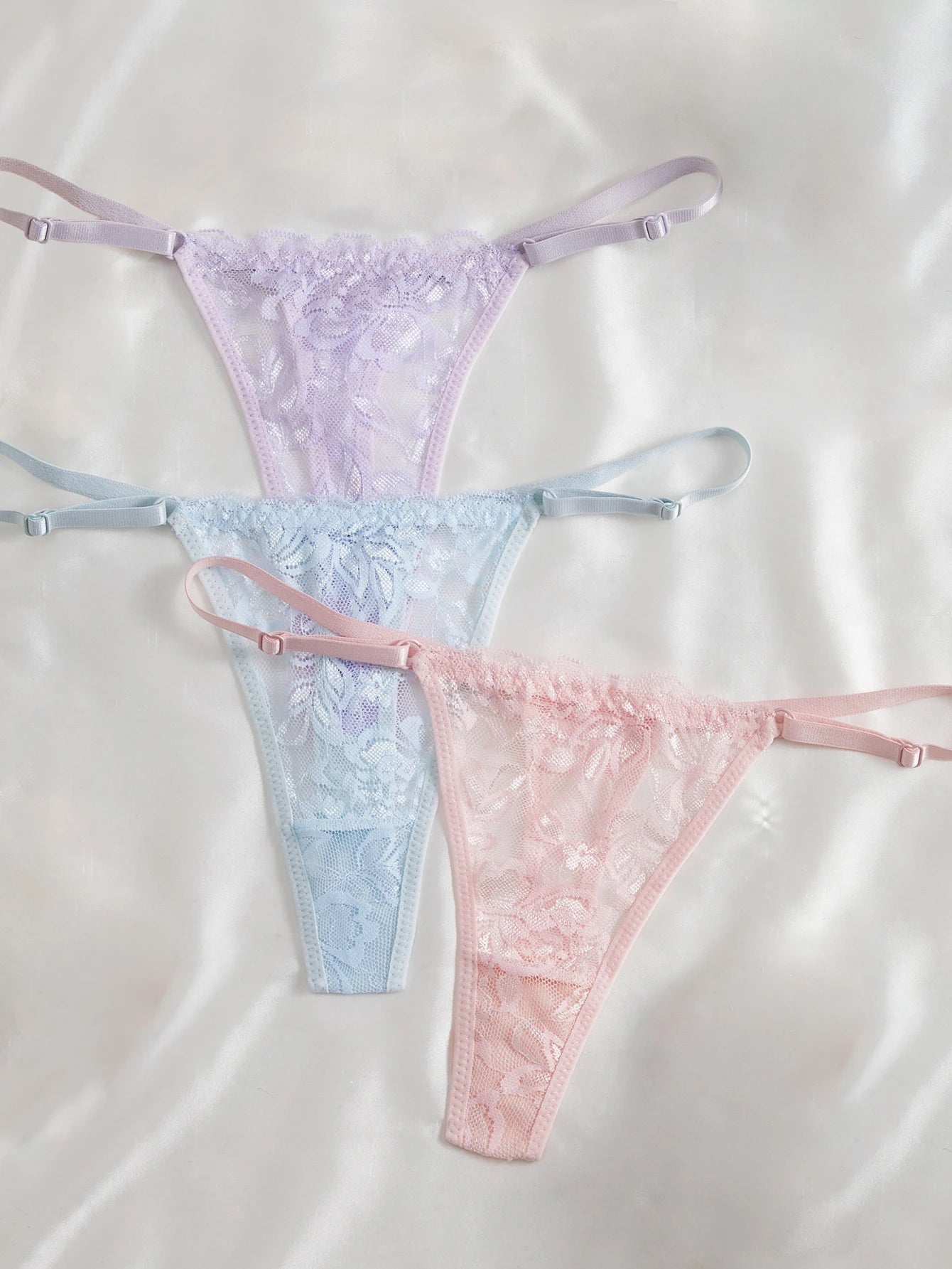 3 Pack Women's Lace Panties Underwear Adjustable Strap Floral Lace Sheer Mesh Thong G String The Clothing Company Sydney