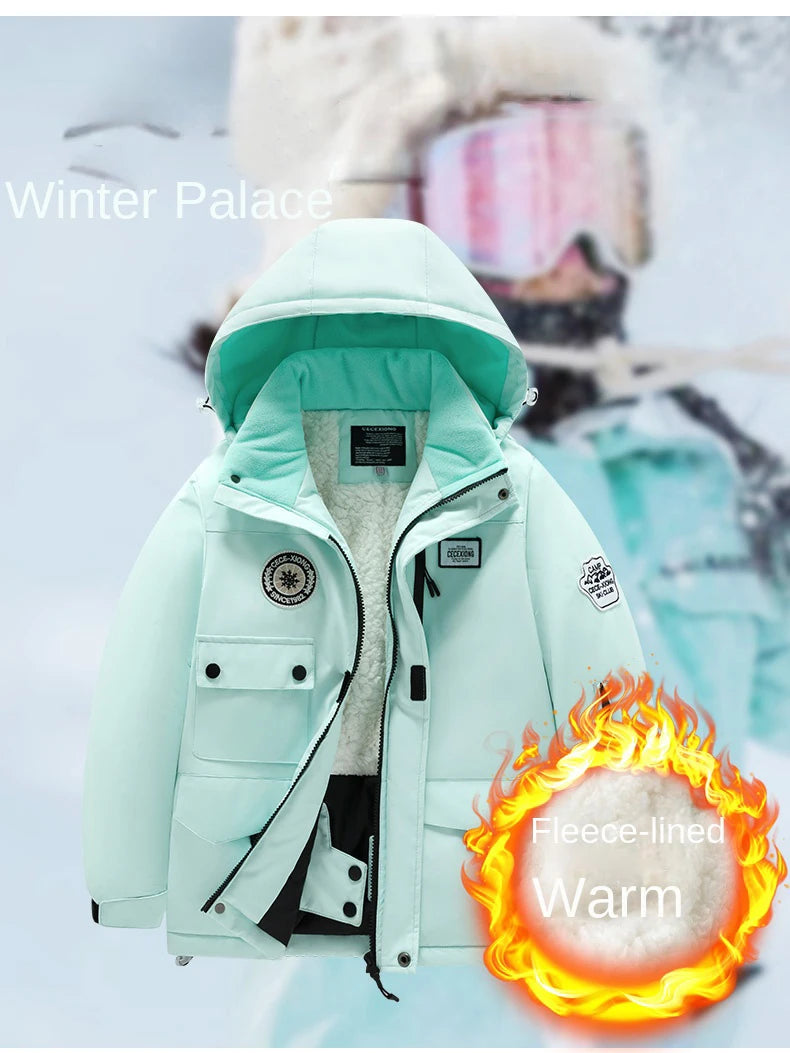 2 Piece Winter Children's skiing suit windproof Jacket and Pants waterproof thick coat for warm Snow Ski Set