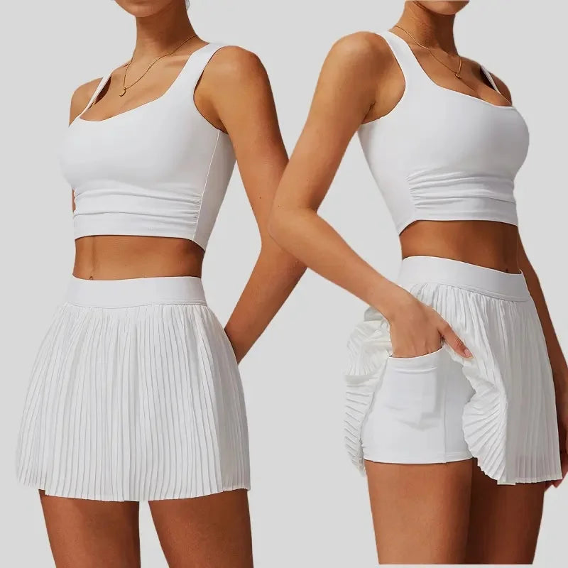 Two Piece Women's Yoga Sports Indoor Outdoor Fitness Tennis Yoga Skirt
