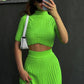 Elegant Knitted Dress Pleated Matching Outfits for Women Winter Mini Skirts 2 Piece Sets