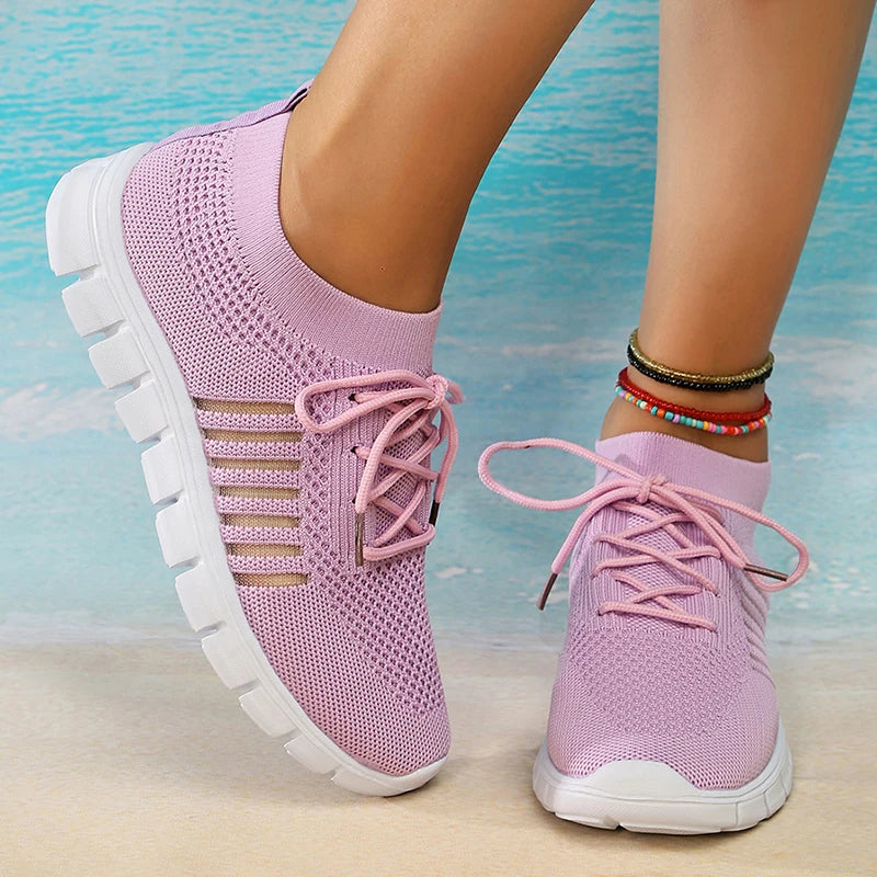 Mesh Breathable Soft Sole Sneakers Lightweight Non-Slip Running Walking Casual Lace Up Flats Shoes The Clothing Company Sydney