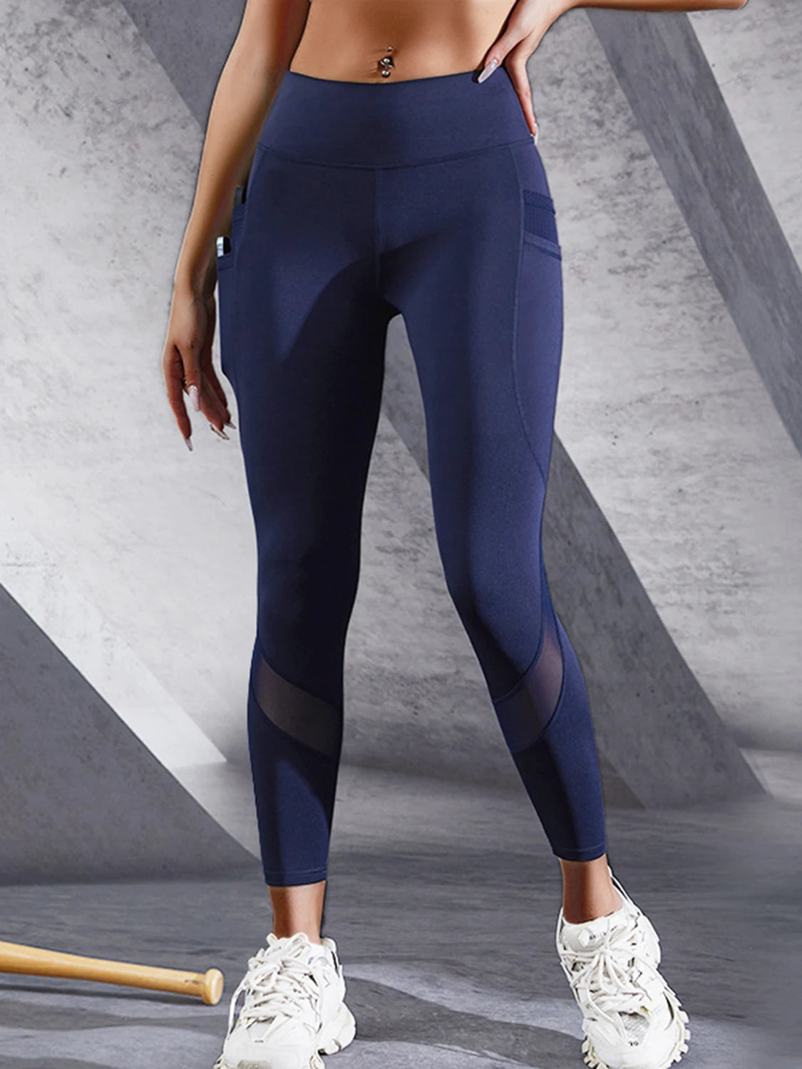 Women's Double Pocket Yoga Pants Patchwork High Waist Fitness Jogging Cycling Sportswear Leggings