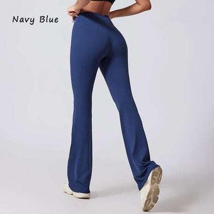 Women's Hip lifting flared pants high waisted yoga fitness pants sports micro flared yoga pants wide leg pants The Clothing Company Sydney