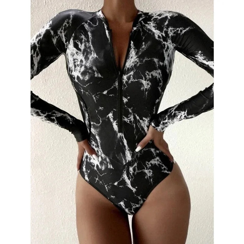 One Piece Swimsuit For Sports Surfing Long Sleeve Swimwear Women's Bodysuit Swimming Bathing Suit Beachwear Pool Bather The Clothing Company Sydney